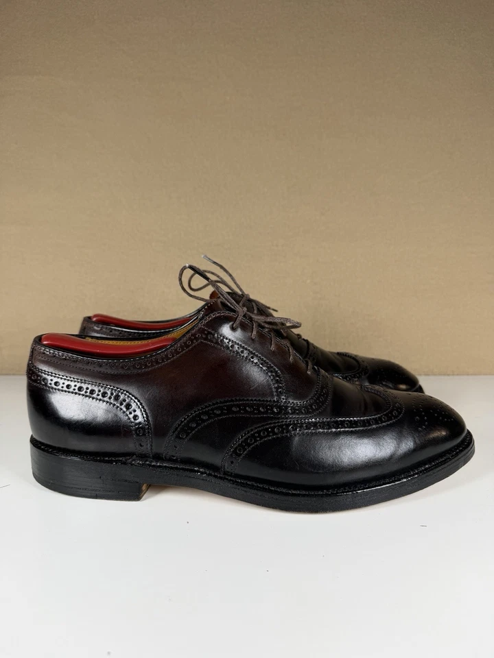 Alden Burgundy Wingtip Bal 8 974 Shell Cardovan Leather Dress Shoes Size 8.5 B/D - Image 4 of 4