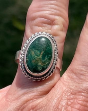 Vintage 925 Sterling Silver Southwest Native American Green Turquoise Ring Sz 6