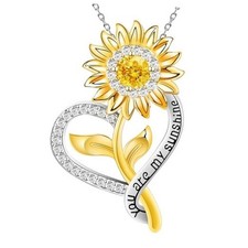 Sunflower Necklaces for Women, 18K Immersion Gold You Are My Sunshine