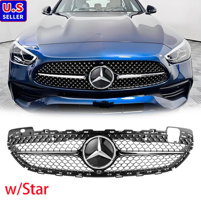 Front Chrome Grill Grille For 2022-2025 Mercedes C200 C300 AMG Line / C43 W206