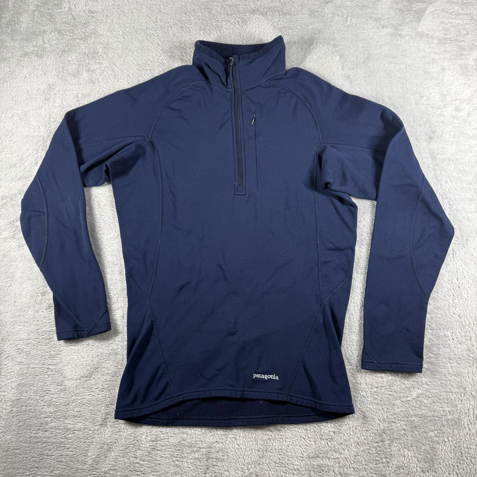 Patagonia Pullover Mens Small Navy Blue Capilene Quarter Zip Baselayer Hiking