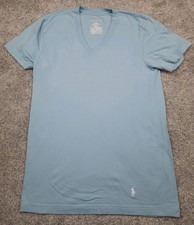 Polo Ralph Lauren V Neck T Shirt Mens Small Blue Pony Embroidered Logo