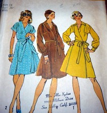 LOVELY VTG 1970s WRAP DRESS Sewing Pattern 14/36 FF
