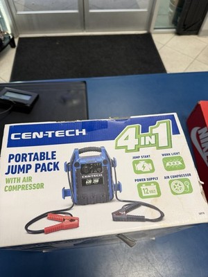 Cen-Tech Portable 4-in-1 Jump Start Power Pack with Light Air Compressor |  eBay