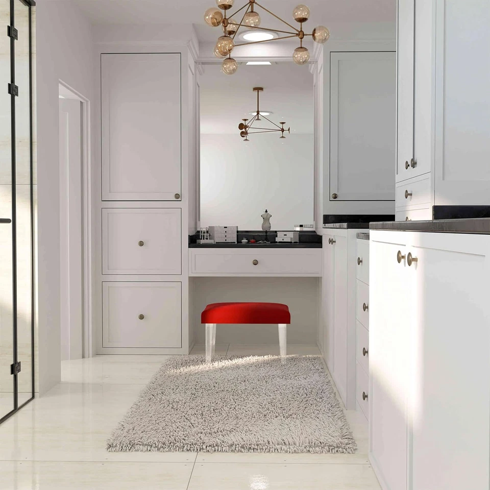 Whitecrest Bench Ottoman with Clear Acrylic Legs 24" Wide Red Velvet - Image 2 of 4