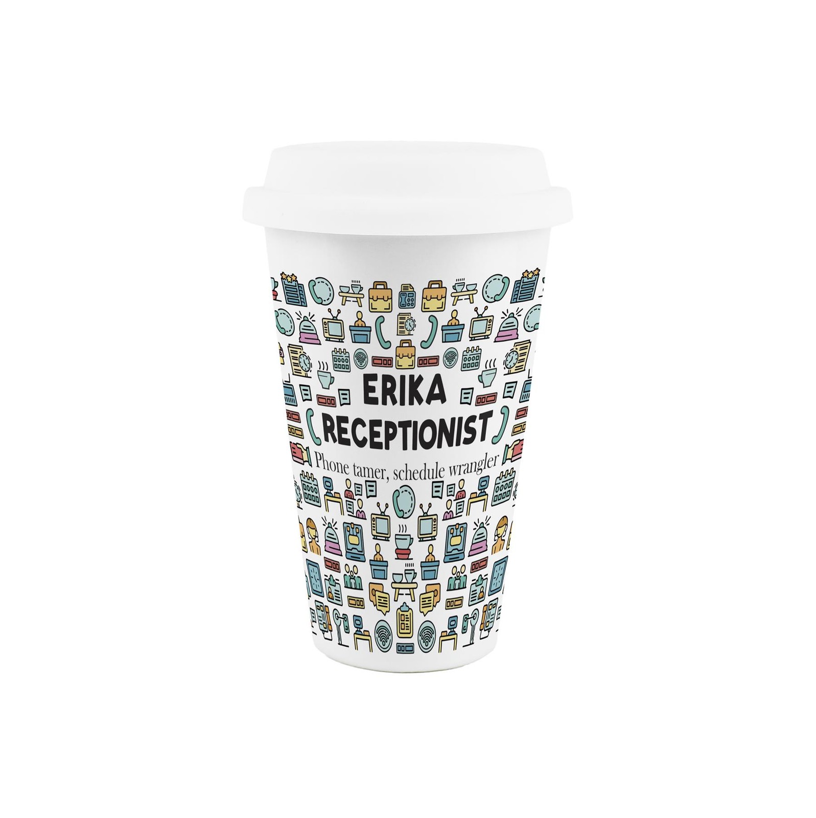 Personalised Receptionist Ceramic Travel Mug - Novelty Gifts for Office Workers