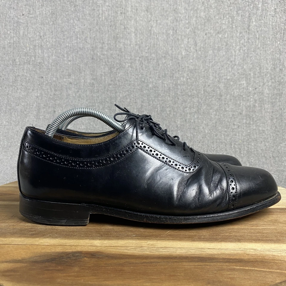 Bostonian Crown Windsor Zapatos Para Hombre Talla 10 Cuero Negro Puntera Oxford Vestido Foto 2 de 4