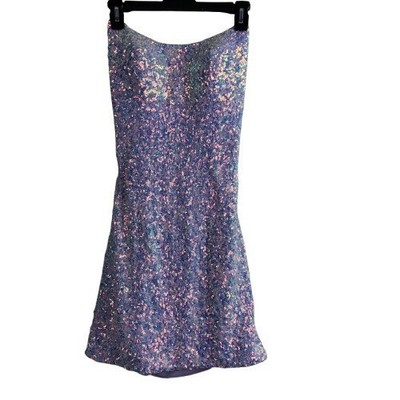 Amelia Couture Iridescent Sequin Mini Lace-up Back Cocktail Dress 8
