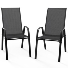 Lot de 2 chaises empilables en textilène noir