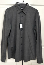 NWT Boss Performance size L slim fit gray long sleeve button up shirt mens