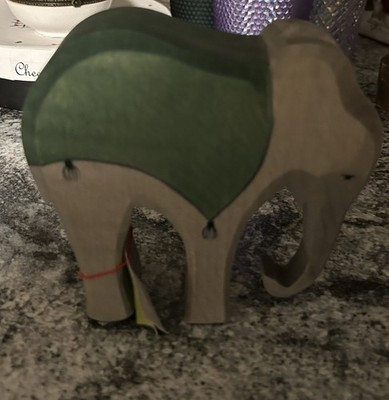Ostheimer Elephant With Saddle (Green), Wooden Figure