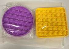 Lot Pop It Fidget (2 pièces) jouet anti-stress silicone jaune et violet neuf