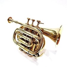 Vintage Gold Brass Horn Bugle Trumpet with 3 Valve Trumpet Signal