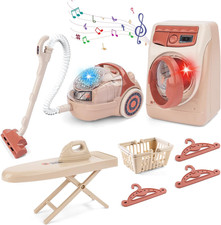 Kids Toy Washing Machine  Vacuum Playset, Mini Washing Machine Laundry Set for