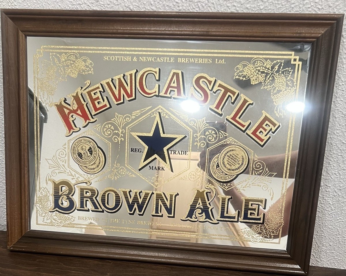 BEER 五稜星 五角星 バレルサイン ヘッドサイン レア カフェ BAR 希少 Newcastle Brown Ale Beer Bar Mirror Sign 21x16 Man Cave Retro Tyne