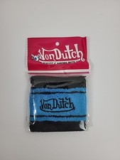 Von Dutch Vintage Terry Cloth Wristband Sweatband Blue And Black