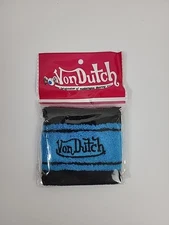 Von Dutch Vintage Terry Cloth Wristband Sweatband Blue And Black