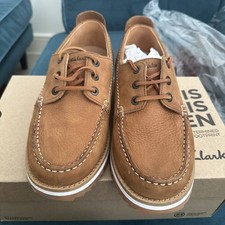 Image of Clark’s Tan Nubuck Suede Lace Up Boat Shoes Size 8