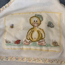 Vintage Baby Hooded Bath Towel Yellow Duck Terricloth Polka Dots Bathtime 24x30