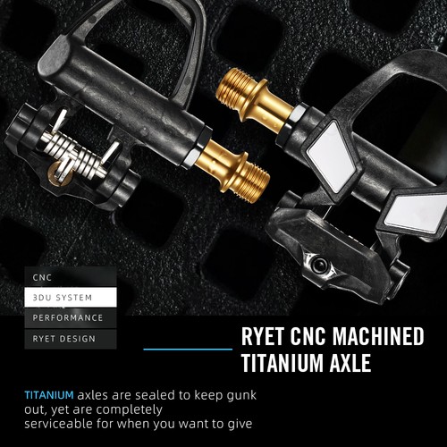 RYET Carbon Road Bike Pedals 198g Titanium Spindle DU Bearings 6° Float SPD - Picture 16 of 18