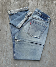 1960  s Post 1966 Levi  s 501xx Denim Jeans W/ Original Repairs Size 30