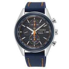 Image of NEW SEIKO – Solar Sports Chronograph Men’s Blue Silicone Strap Watch SSC775P1