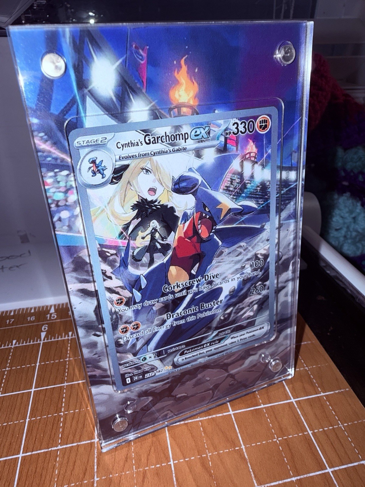 Cynthia's Garchomp EX SIR 232/182 Destined Rival Pokemon Extended Art Case