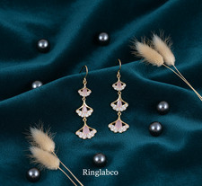 Crystal Drop Blush Petal Chain Earrings