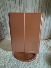 Tri-Fold LED Vanity Mirror Rose Gold Touch Button Battery Powered Makeup Mirror