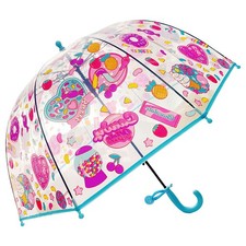 Kids Donut Print Long Handle Umbrella Colorful Princess Umbrella for Girls 8 Rib