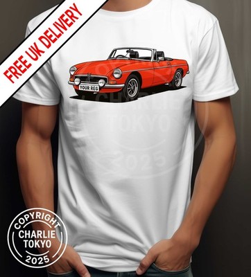 MGB Roadster T-SHIRT Oldtimer personalisieren Blech & Farbe Dach unten