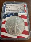 2024 Silver Eagle NGC MS70 Eagle Label American Flag Core