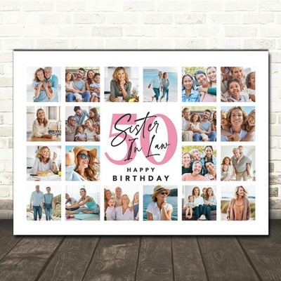 Fotocollage Druck oder Leinwand 50. Geburtstag Geschenk für Schwägerin 20-Foto