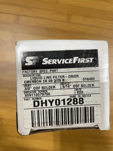 Brand New Service First FILTER DRIER; LIQUID LINE, 3/8 ODF INLET DHY01288