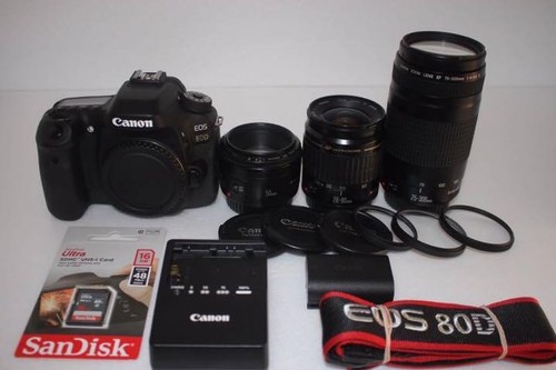 Neues Canon EOS 80D Standard & Tele & Single-Focus Triple Objektiv Set 351