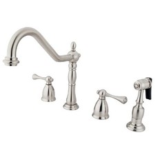Kingston Brass Heritage 8" Widespread Kitchen Faucet, Brushed Nickel