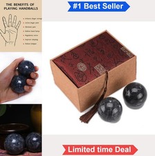 Marble Baoding Health Balls 2 Inch Dark Grey Pair Hand Exercise Stress Relief