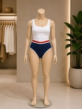 Shade & Shore Small 4-6 High-Waist Navy Bikini Bottoms With Red White NEW