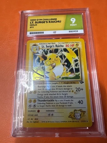 Lt. Surge's Raichu 11 ACE graded card