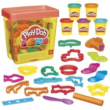 Play-Doh Fun Tub Set, 19 Accessories Reusable Storage 5 Cans, Various