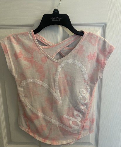 SO Girls Perfect Active Tee Size 7/8 Dance Pink Heart