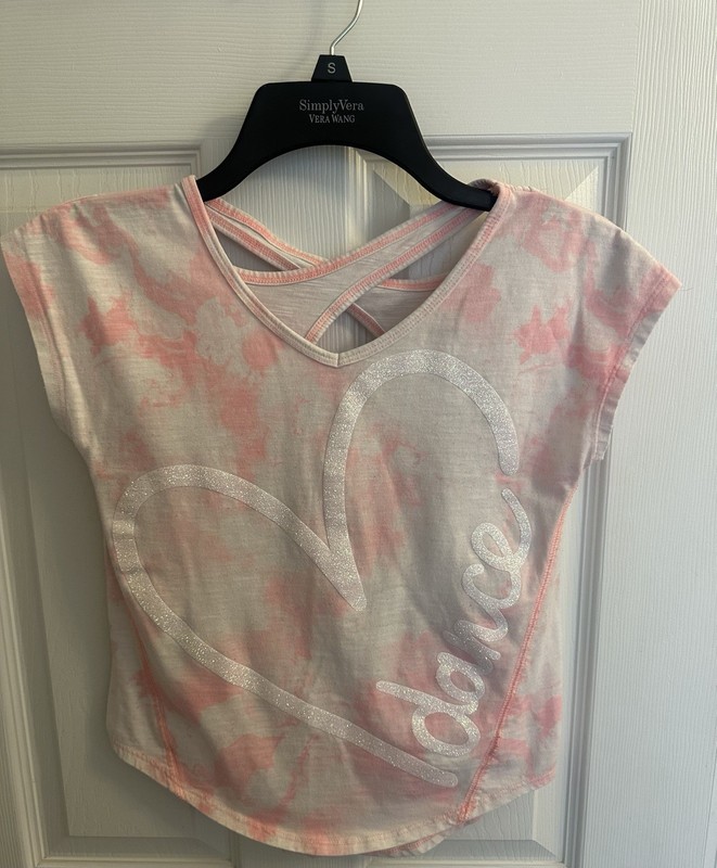 SO Girls Perfect Active Tee Size 7/8 Dance Pink Heart