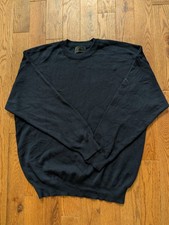 Vintage Bogner Crewneck Knit Sweater   Navy Blue  Luxury Apr s-Ski