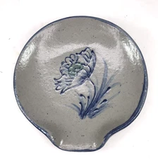 Rowe Pottery Works USA Salt Glazed Spoon Rest Poppy Flower