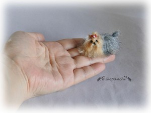Ooak Realistic Needle Felted Dollhouse Miniature Yorkshire Terrier 1