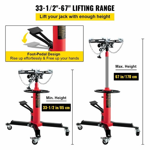 1322-1660 LBS 2 Stage Hydraulic Transmission Jack w/360°Swivel Wheel Lift Hoist - Picture 3 of 10