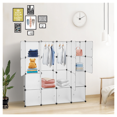 Modular Closet Organizer Plastic Cabinet, 16 Cube Wardrobe Cubby Shelving Storag - Picture 7 of 8
