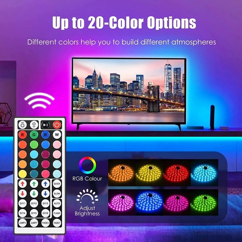 32ft Flexible 3528 RGB 600LEDS SMD Strip Light Remote Fairy Lights Room TV Party - Picture 7 of 13