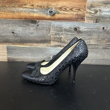 Prada Black Sequins Pumps Women 39 Black Bow Satin Toe & Heel Stiletto Shoes