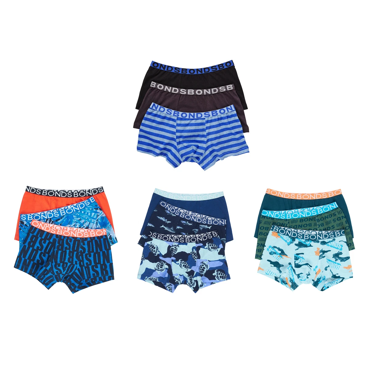 6 Pack X Bonds Boys Trunks Underwear Briefs Shorts Boxes Kids